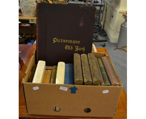A 19th century bound hand coloured ordnance survey map of Bradford dated 1852 together with various volumes on York and its s