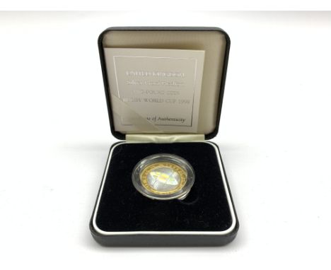 United Kingdom 1999 holographic silver proof piedfort 'Rugby World Cup' two pound coin, cased with certificate Condition Repo