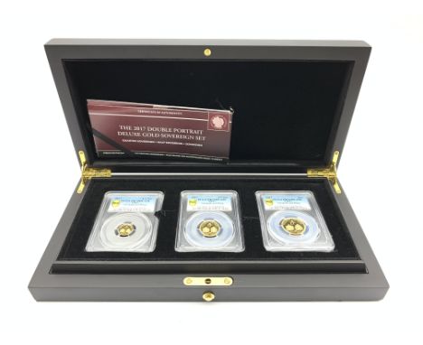 Queen Elizabeth II Tristan Da Cunha 'The 2017 Double Portrait Deluxe Gold Sovereign Set' full, half and quarter sovereigns, e