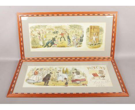 A pair of framed coloured 'Punch' prints. H: 19cm W:50.5cm.  