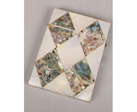 A Victorian mother of pearl &amp; abalone card case. (10cm x 7cm)  