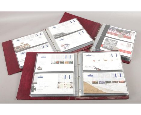Three albums of Royal Mail first day covers. The Queen's coronation jubilee, The British Museum, Lest we forget Armistice etc
