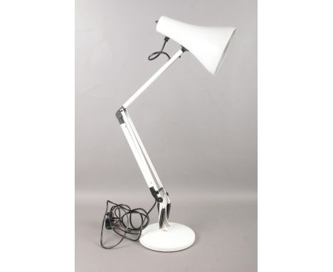 A 20th Century articulated white Anglepoise (Model 90) desk lamp. H: 79cm. In working order.