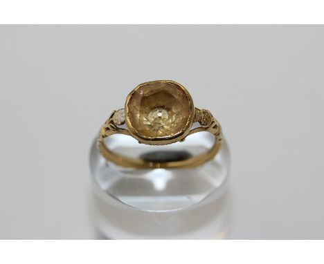 Of Jacobite interest, a gold, enamel and citrine mourning ring, the shank carved with "DR ARCHIBALD CAMERON. OB. 7. JUNE 1753