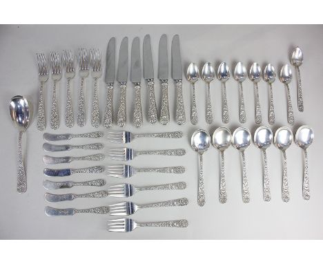 A quantity of Birks silver flatware of heavy floral design
