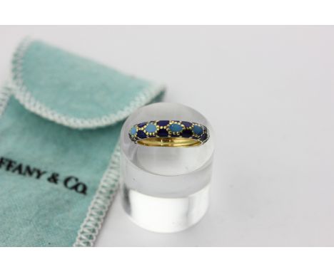 A Tiffany yellow gold and blue enamel ring in 18ct