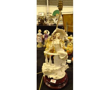 Capodimonte figural lamp, H: 44 cm