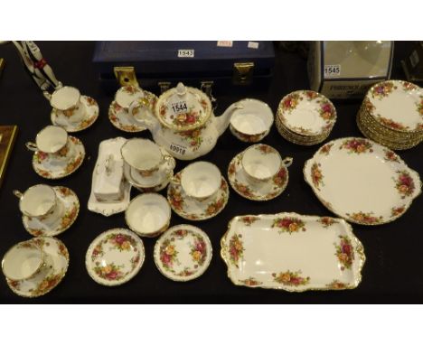 Large collection of Royal Albert Old Country Roses teaware, some A/F   CONDITION REPORT:  Mix of second and first quality ite