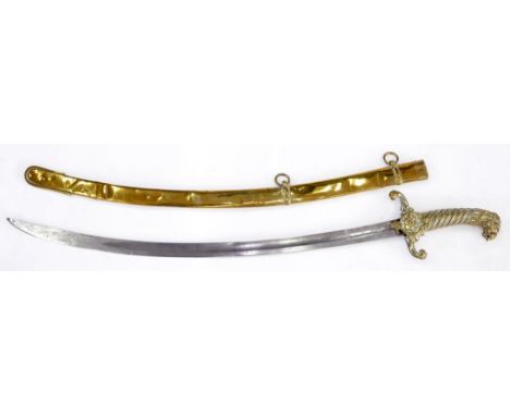 A BRASS HILTED BANDSMAN'S SWORD AND SCABBARD, CIRCA LATE 19TH/EARLY 20TH CENTURY