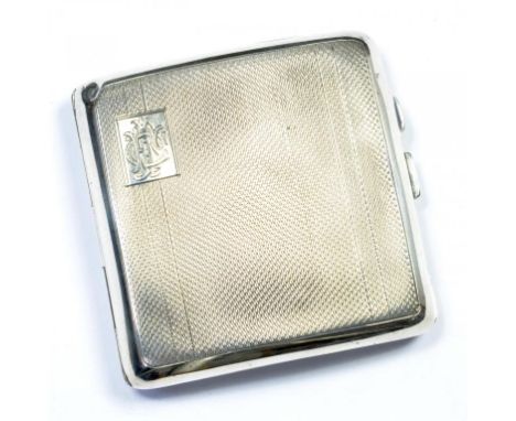 A GEORGE VI SILVER CIGARETTE CASE, ENGINE TURNED, BIRMINGHAM 1941, 2OZS 10DWTS