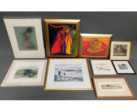 A quantity of various framed original paintings, prints &amp; pictures (26), including Cornish painters Katherine Hall (2) &a
