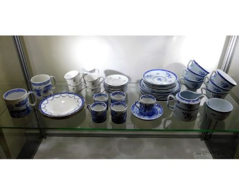 A quantity of mixed blue &amp; white tea wares including Spode