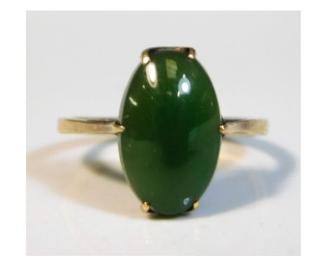 A 9ct gold ring set with jade, size N, 2.2g 