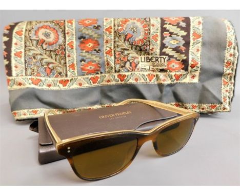 A Liberty &amp; Co. ladies silk scarf 26in square twinned with a pair of very stylish Oliver People's framed prescription sun