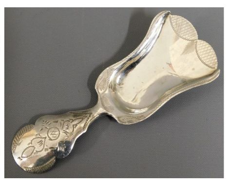 An 1874 Dutch 0.833 silver caddy spoon, 3.25in long, 8.2g 