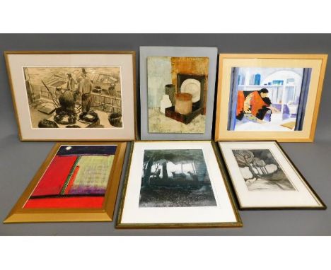 A quantity of various framed original paintings, prints &amp; pictures (20), including Cornish painter Katherine Hall &amp; a