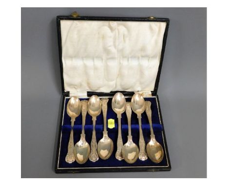 A set of eight kings pattern over sized William Hutton &amp; Sons Ltd. London silver teaspoons, not original case, 186g