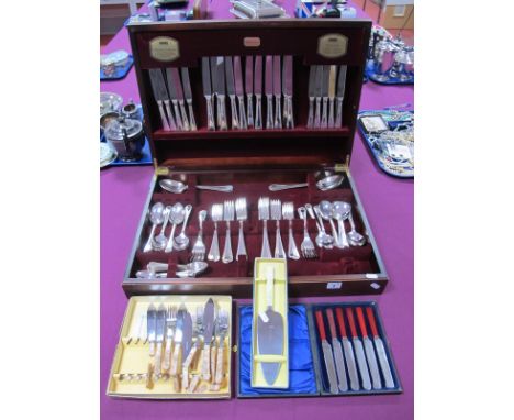 A Modern Viners Twelve Setting Part Canteen of 'Traditional Bead' Pattern Plated Cutlery, in original fitted canteen case; To