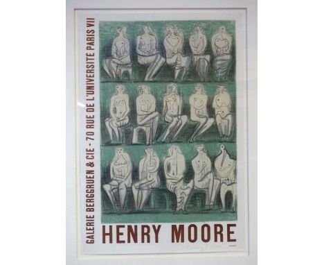 After Henry Moore, an exhibition poster for Gallerie Berggruen, apparently signed LR, 63cm x 43cm; also a good Medici Society