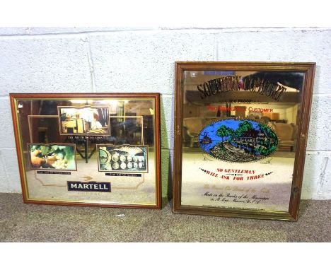 Four spirit and beer advertising mirrors, including ‘Bud Light’, ‘Bowies Rock &amp; Rye’ and others similar (4)