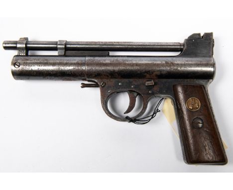 A pre war .177” Webley Mark I air pistol from the first year of production (1924), number 47428, with rifled barrels, full pa