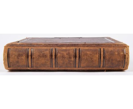 A Victorian photograph album, the "Army and Navy Album", with coloured Army and Navy prints on the board pages by Caton Woodv