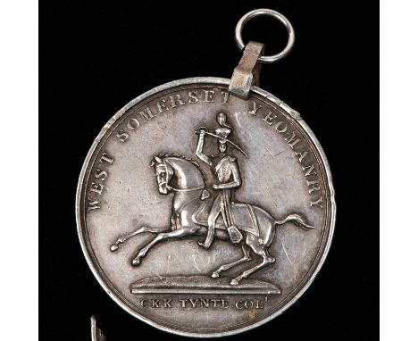 West Somerset Yeomanry, shooting medal, obverse struck device of mounted yeomanry officer left, with sword drawn, legend "Wes