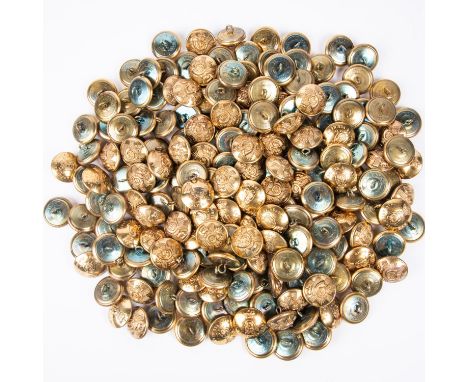 A large quantity of regimental brass tunic buttons, mainly Wiltshire Regiment and Highland Light Infantry. Unissued condition