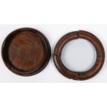 A round wooden box, 4" diameter, made from the wood salvaged by John Deane in 1836-39 from the wreck