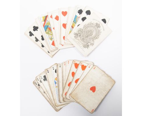 A set of Victorian playing cards, with the backs bearing Third Dragoon Guards crest, GC (1 card missing); another set with fl
