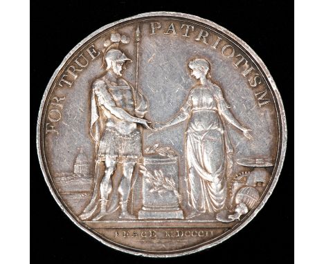 Birmingham Loyal (Volunteers) Association 1802, silver struck medal 48mm, obverse Roman warrior being presented with a medal 