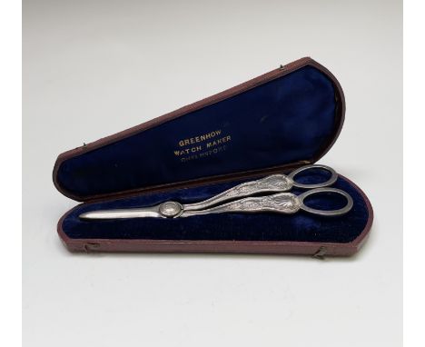 A pair of Victorian silver grape scissors by Harrison Brothers &amp; Howson (Henry Harrison) in Kings pattern Sheffield 1881 