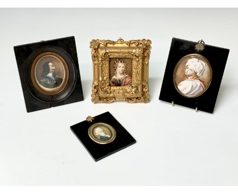 Four various portrait miniatures Condition: The Prince Rupert portrait has splits the others have no obvious issues UK Postag