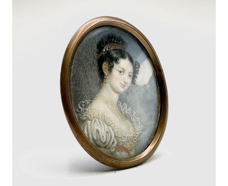A Regency portrait of Selina, Countess Clam-Martinic 7x5.5cm Condition: A patch of degradation can be seen to the right of th