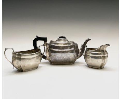 A heavy plain Georgian style three-piece, silver tea service by S Blanckensee &amp; Son Ltd, Birmingham, 1940, 36.40oz Condit