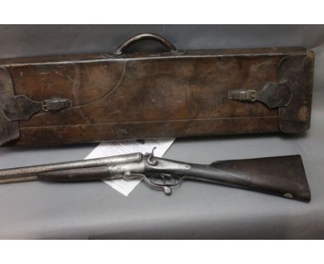 A deactivated 12 bore hammer shotgun, with rotary under lever, with certificate of deactivation and leather case with space f