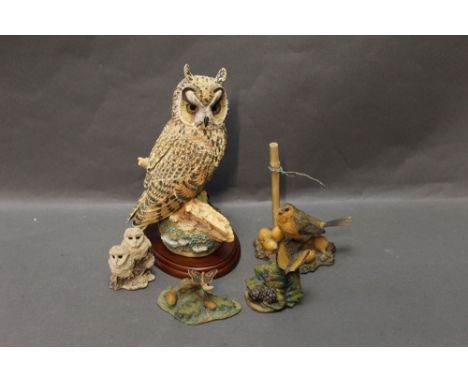 Four Border Fine Art figurines, to include two Ayres butterflies, two owlets, a robin (AF) and a Russell Willis long eared ow