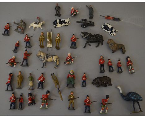 Approximately 40 figures including soldiers, army stretcher bearers, animals and cannon. 