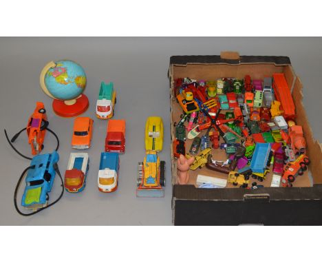 A quantity of mostly small scale unboxed playworn diecast models by Matchbox and others. This lot also includes some plastic 