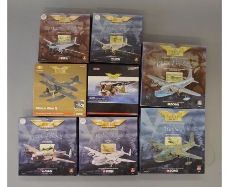 Eight boxed Corgi Aviation Archive diecast model aircraft in 1:72 scale including AA36805 Westland Lysander Mk II,  AA36303 F