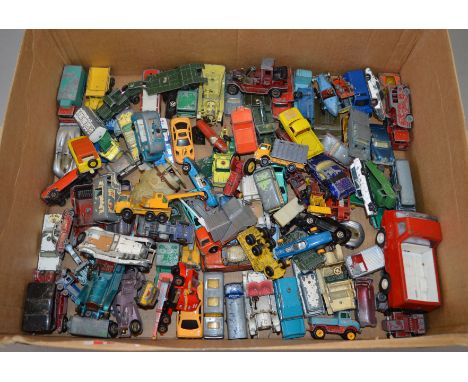 A quantity of unboxed playworn smaller scale diecast models including many from the Matchbox 1-75 and Models of Yesteryear se