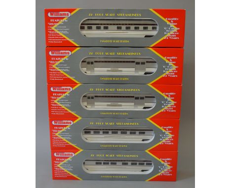 O Gauge. Williams Electric Trains. 5 x Pennsyvania 72" streamlined illuminated coaches, including vista, baggage & observatio