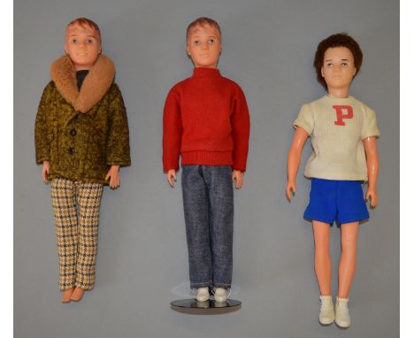 3 x Male Sindy dolls. First edition Sindy "Paul", wears original jumper and jeans. 1960's First edition Sindy "Paul" wears "m
