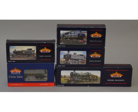 OO Gauge. Bachmann 5 x locomotives. GWR green 43xx No.5321, GWR green 8750 pannier tank No.9643, GWR green 57xx pannier tank 
