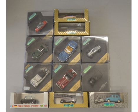 Twelve Vitesse boxed diecast model cars in 1:43 scale, including five Messerschmitt Roadsters. Models generally appear G+ in 