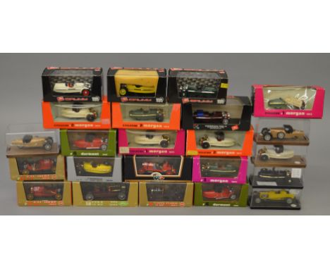 Twenty three boxed diecast car models by Brumm, in 1:43 scale. Overall models appear G/G+ in packaging which ranges from F to