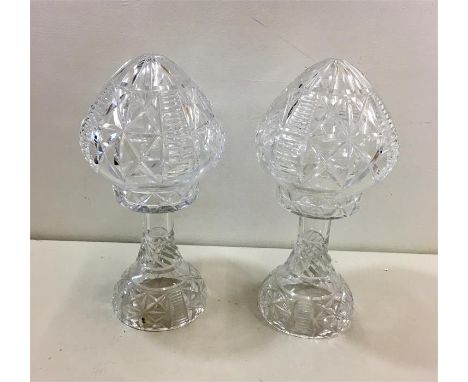 Pair of Vintage Cut Glass Lamps
