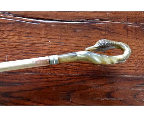 Vintage carved Horn Swan Head Umbrella / Parasol 