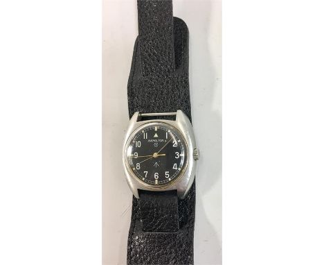 Vintage stainless steel Military Hamilton gents wrist watch, watch wind up and ticks but no warranty is given full military m