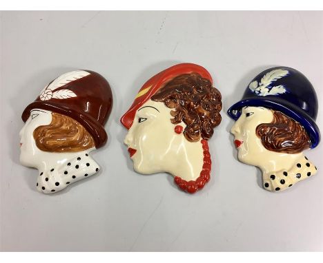 3 Art Deco Style Moorland Ceramic Wall Plaques